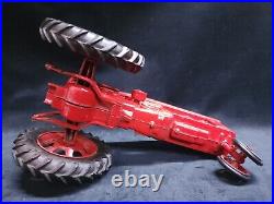 Vintage Antique Metal Farm International Red Tractor Toy Harvester Wagon Diecast