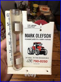 Vintage Case Ih Tractor Rain Gauge Mark Olefson Salesman Sample Tin Sign