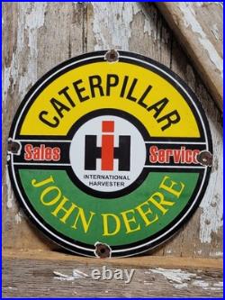 Vintage Caterpillar Porcelain Sign International Harvester John Deere Tractor