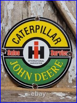 Vintage Caterpillar Porcelain Sign International Harvester John Deere Tractor