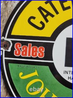 Vintage Caterpillar Porcelain Sign International Harvester John Deere Tractor