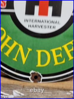 Vintage Caterpillar Porcelain Sign International Harvester John Deere Tractor