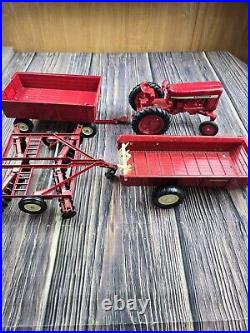 Vintage ERTL International 1970s Farm Tractor Set Plow Wagons 4 Piece Set