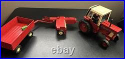 Vintage ERTL International Harvester 1586 Tractor, Wagon Trailer & Hay Baler