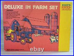 Vintage Ertl Deluxe IH Farm Set 3 Bottom Plow Tractor 116 Scale Trailer 5033