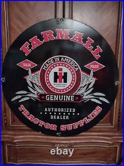 Vintage Farmall International Harvester Porcelain Dealership Sign Tractor Parts