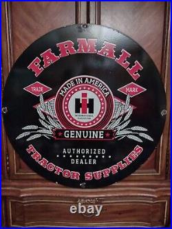 Vintage Farmall International Harvester Porcelain Dealership Sign Tractor Parts
