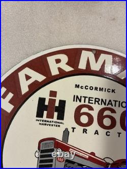 Vintage Farmall International Harvester Porcelain Sign IH 660 Tractor