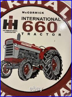 Vintage Farmall International Harvester Porcelain Sign IH 660 Tractor