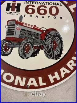 Vintage Farmall International Harvester Porcelain Sign IH 660 Tractor