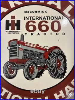 Vintage Farmall International Harvester Porcelain Sign IH 660 Tractor