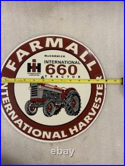 Vintage Farmall International Harvester Porcelain Sign IH 660 Tractor