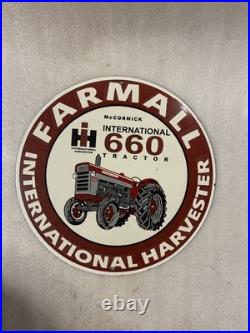 Vintage Farmall International Harvester Porcelain Sign IH 660 Tractor