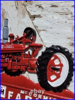 Vintage Farmall Sign Old International Harvester Cast Iron Farm Tractor Hanger Vintage Farmall Sign Old International Harvester Cast Iron Farm Tractor Hanger