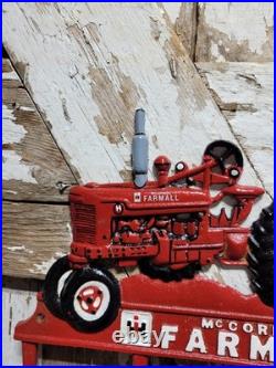 Vintage Farmall Sign Old International Harvester Cast Iron Farm Tractor Hanger