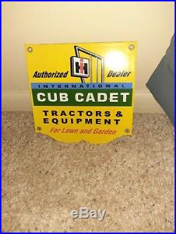 Vintage International Cub Cadet Tractor Equipment Sign Porcelain Lawn and Garden