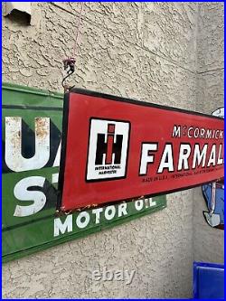 Vintage International Harvester 36porcelain Sign Farmall Mccormick Farm Tractor