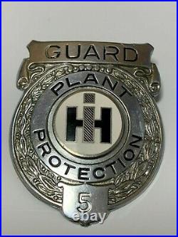 Vintage International Harvester IH Tractor Plant Protection Security Guard Badge