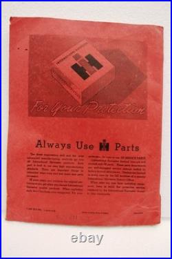 Vintage International Harvester No. 8 Tractor Plow Manual Farmall M Hydraulic Li