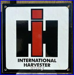 Vintage International Harvester Porcelain Metal Sign USA Farm Tractor Gas Oil