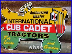 Vintage International Harvester Porcelain Sign 1965 Cub Cadet Farm Tractor 12