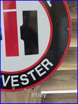 Vintage International Harvester Porcelain Sign Farm Tractor Equipment 12