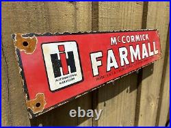 Vintage International Harvester Porcelain Sign Farmall Mccormick Farm Tractor 18