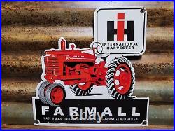 Vintage International Harvester Porcelain Sign Farmall Tractor Farm Dealer Sales