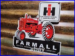 Vintage International Harvester Porcelain Sign Farmall Tractor Farm Dealer Sales