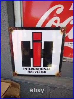 Vintage International Harvester Porcelain Sign Farming Tractor Dealer Corn Farm