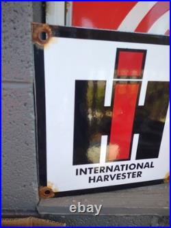 Vintage International Harvester Porcelain Sign Farming Tractor Dealer Corn Farm