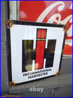 Vintage International Harvester Porcelain Sign Farming Tractor Dealer Corn Farm
