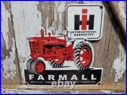Vintage International Harvester Porcelain Sign Old Farmall Tractor Farm Chicago