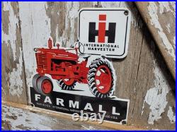 Vintage International Harvester Porcelain Sign Old Farmall Tractor Farm Chicago