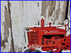 Vintage International Harvester Porcelain Sign Old Farmall Tractor Farm Chicago