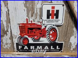 Vintage International Harvester Porcelain Sign Old Farmall Tractor Farm Chicago