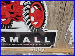 Vintage International Harvester Porcelain Sign Old Farmall Tractor Farm Chicago