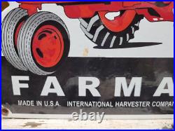 Vintage International Harvester Porcelain Sign Old Farmall Tractor Farm Dealer