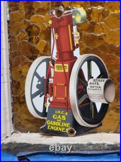 Vintage International Harvester Porcelain Sign Old Gas Oil Farm Tractor Engine