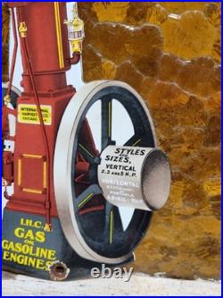 Vintage International Harvester Porcelain Sign Old Gas Oil Farm Tractor Engine