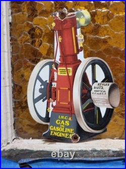 Vintage International Harvester Porcelain Sign Old Gas Oil Farm Tractor Engine