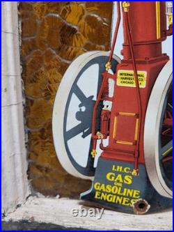 Vintage International Harvester Porcelain Sign Old Gas Oil Farm Tractor Engine