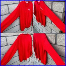 Vintage International Harvester Red V Neck Tractor Sweater Creslan Rayon XL