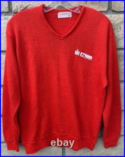 Vintage International Harvester Red V Neck Tractor Sweater Creslan Rayon XL