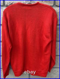 Vintage International Harvester Red V Neck Tractor Sweater Creslan Rayon XL Vintage International Harvester Red V Neck Tractor Sweater Creslan Rayon XL
