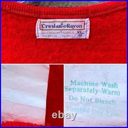 Vintage International Harvester Red V Neck Tractor Sweater Creslan Rayon XL