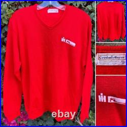 Vintage International Harvester Red V Neck Tractor Sweater Creslan Rayon XL