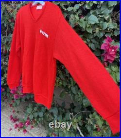Vintage International Harvester Red V Neck Tractor Sweater Creslan Rayon XL Vintage International Harvester Red V Neck Tractor Sweater Creslan Rayon XL