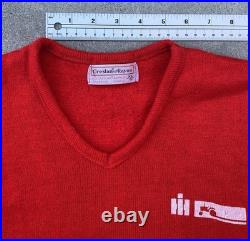 Vintage International Harvester Red V Neck Tractor Sweater Creslan Rayon XL