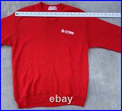 Vintage International Harvester Red V Neck Tractor Sweater Creslan Rayon XL